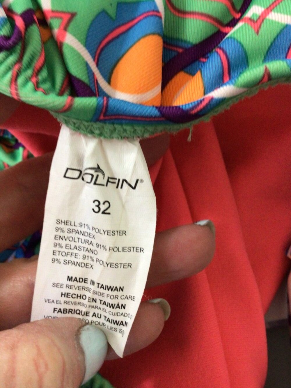 3/$10💕 Dolfin Uglies Multi Colored Printed One Piece Swim Suit Swimsuit Size 32 - Picture 5 of 5